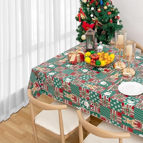 Vista 90 de Mantel rectangular de vinilo de 52 x 70 pulgadas con reverso de franela, mantel para el día de San Valentín, mantel de hule 100% impermeable Azul