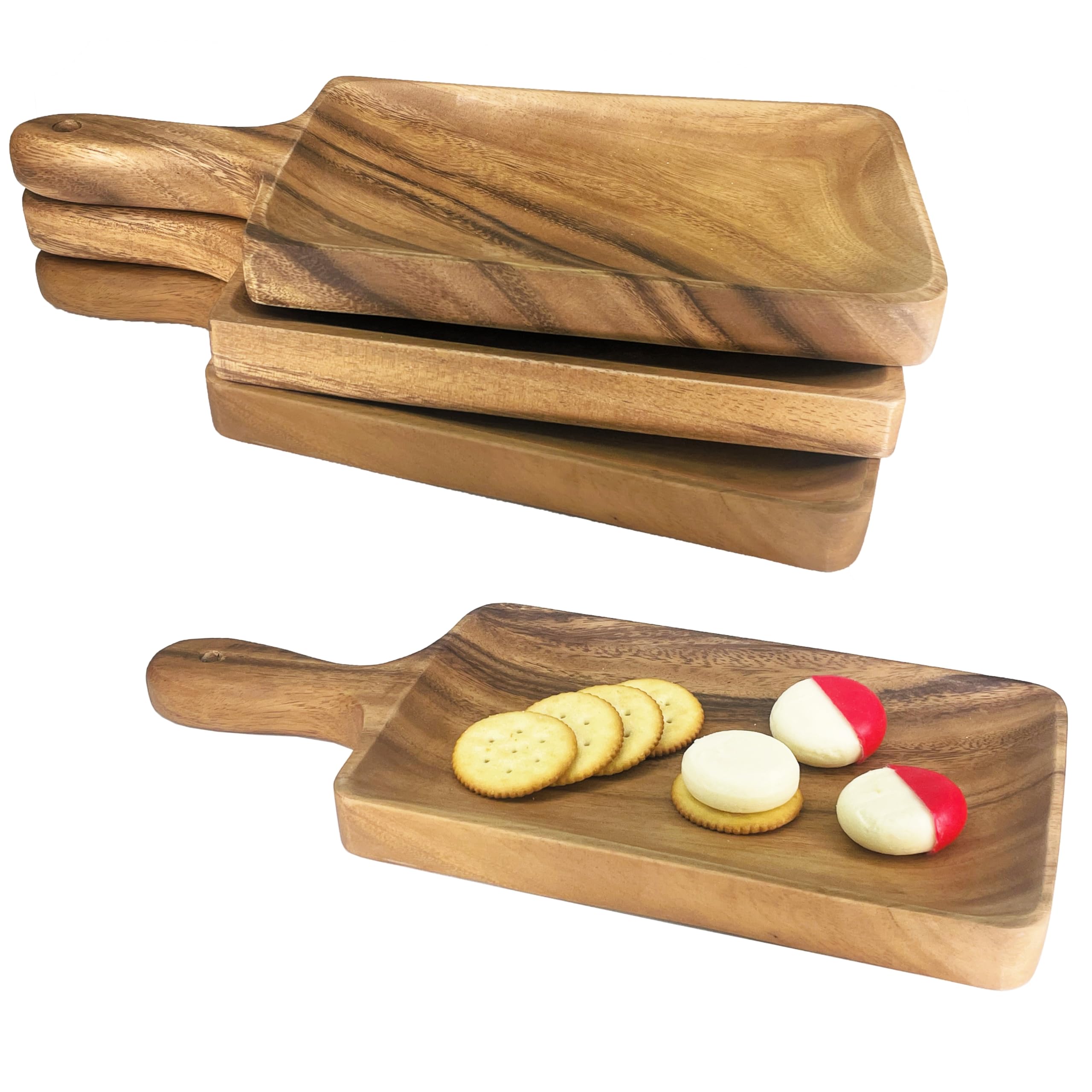 Woodard & Charles Acacia Wood Large Individual Paddle Board Serving Tray, 13.75