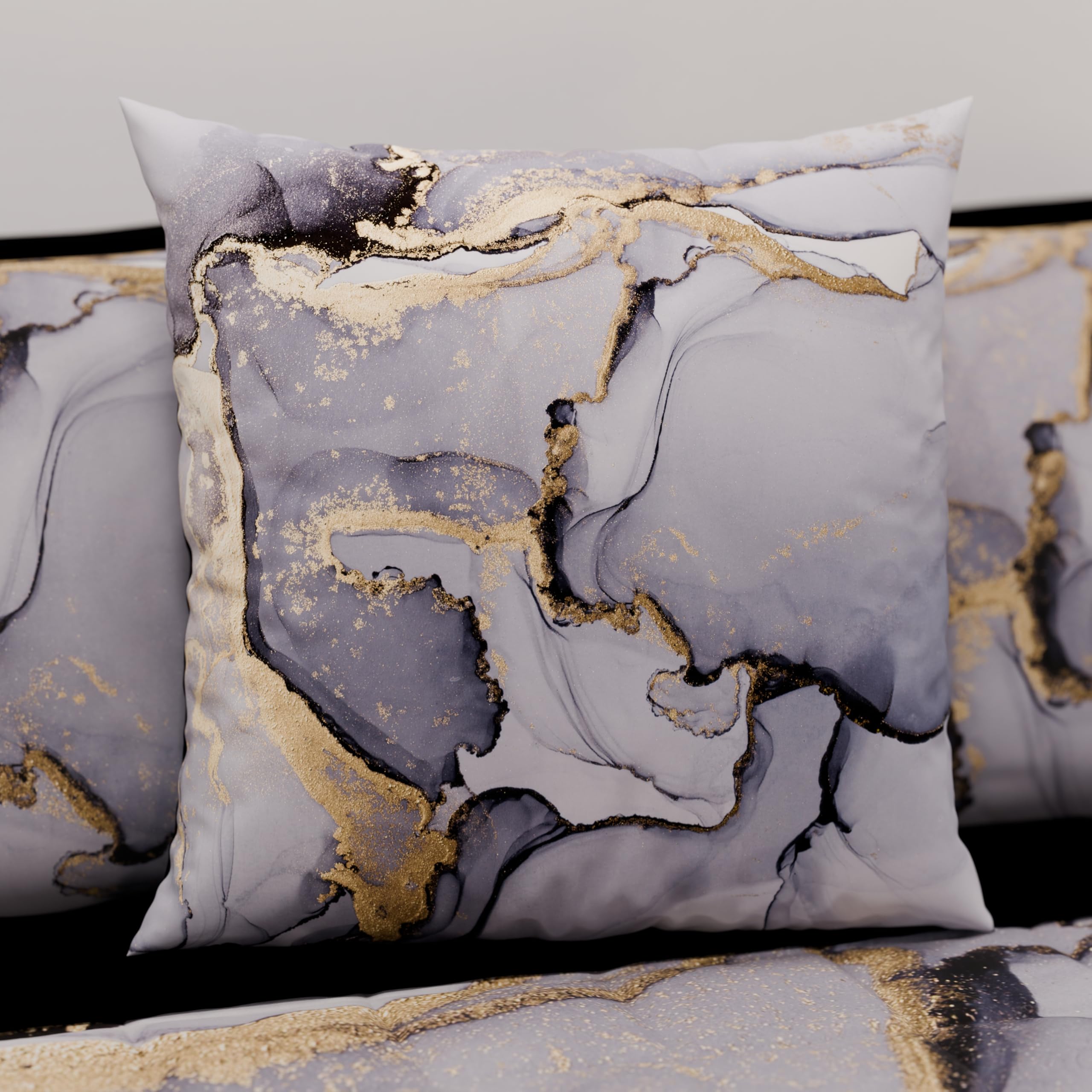 PETTI Artigiani Italiani Cusicni Pair of Pillowcases in Digital Print Winter, Canvas, Grey Marble, 30 x 30 cm, confezione da 2 - Image 2