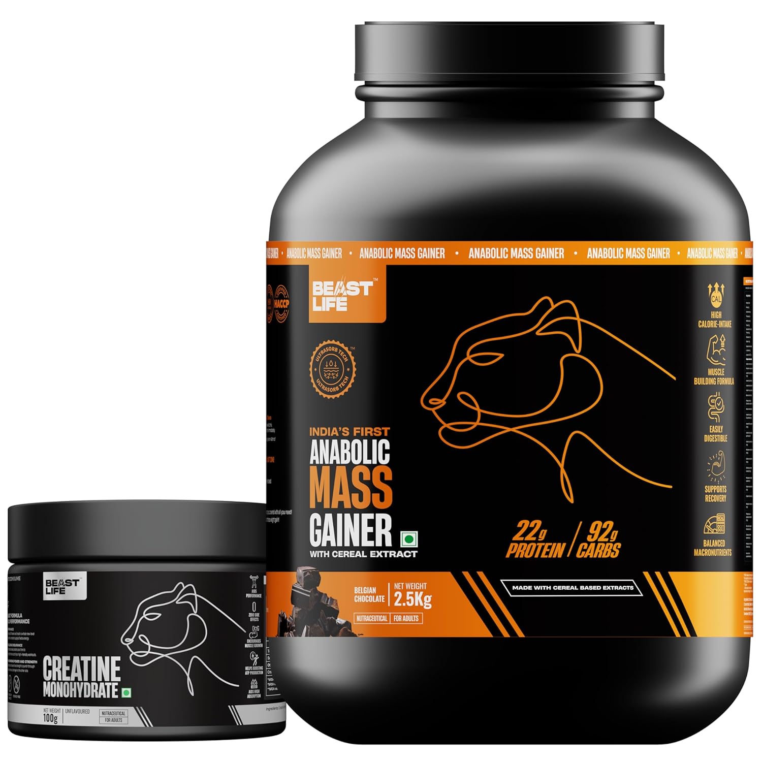 Buy Now Beast Life High Protein 2.5 Kg Mass/Weight Gainer With 100 G...