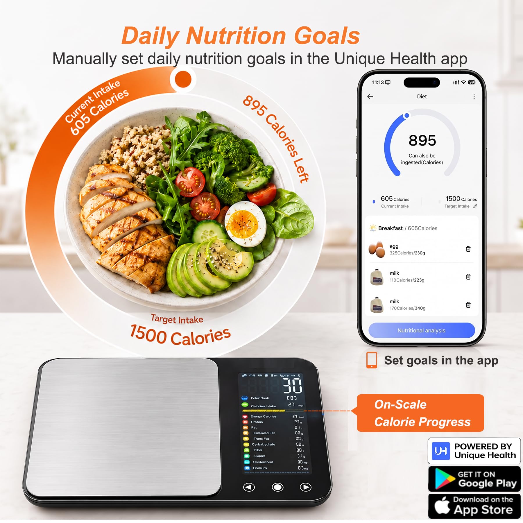 Smart Nutrition - Bilancia alimentare con app, display TFT, monitoraggio 28