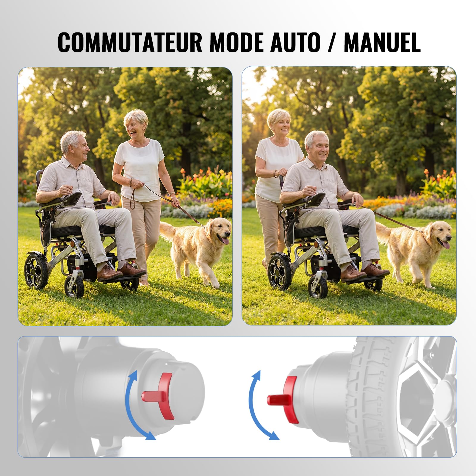 D10 Fauteuil Roulant Électrique Pliable Léger pour Adultes à Mobilité Réduite, Double Moteur,Batterie Lithium 12Ah, Autonomie Jusqu’à 25 km, Châssis Aluminium, Homologué Avion