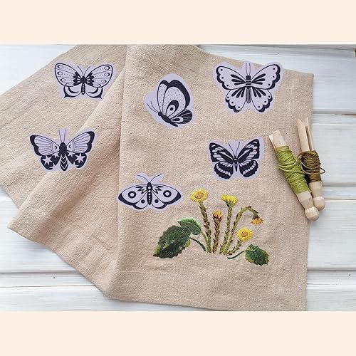 Miniatura 5 de Estabilizador soluble en agua para bordado, 2 hojas de flores y plantas con tema de palo y puntada de papel de bordado y puntada, diseños de