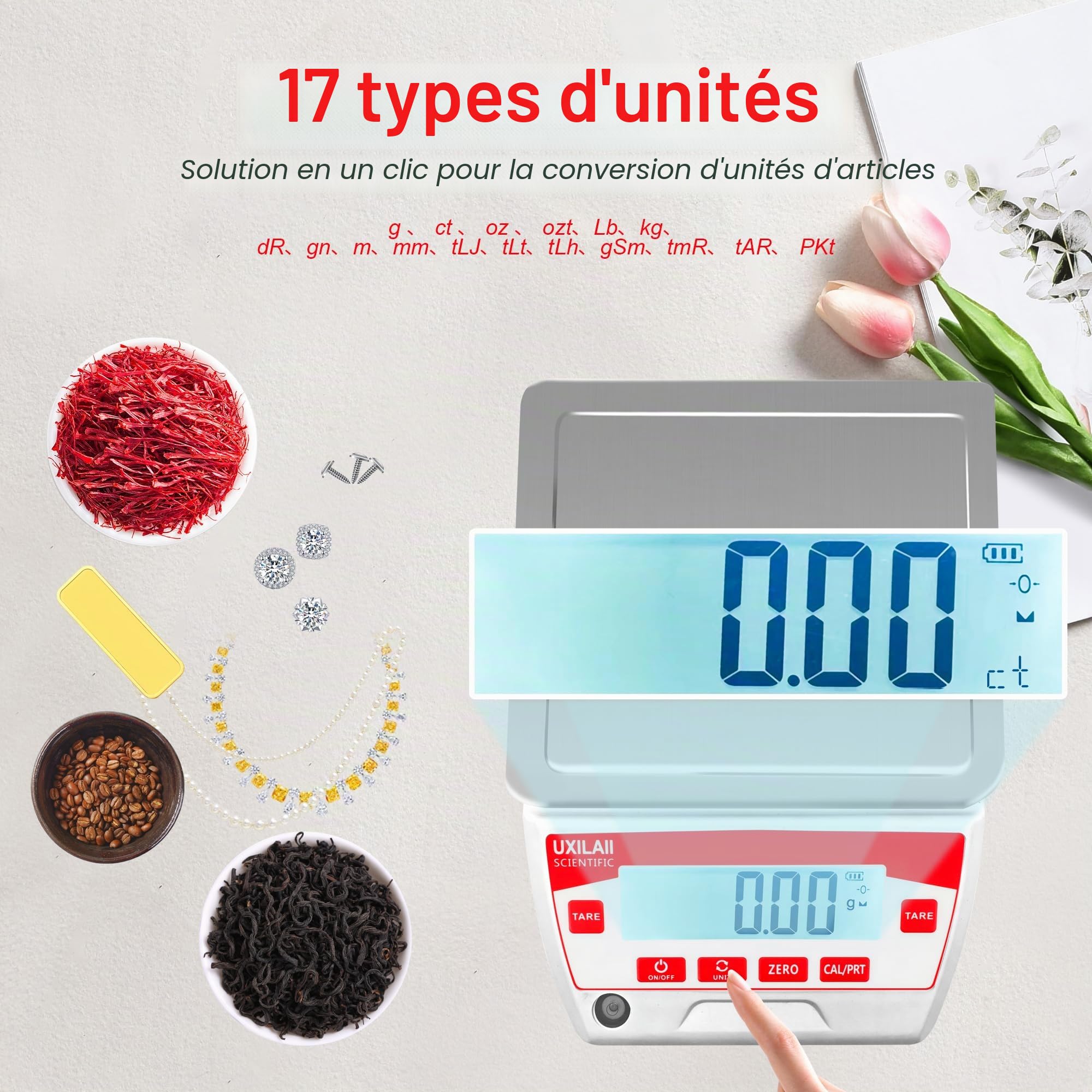 Balance de laboratoire 0,01 g - Balance analytique électronique de précision de 0,01 g - Balance de cuisine numérique - Échelle de gram - Bol avec 1 kg (3202g0.01g)