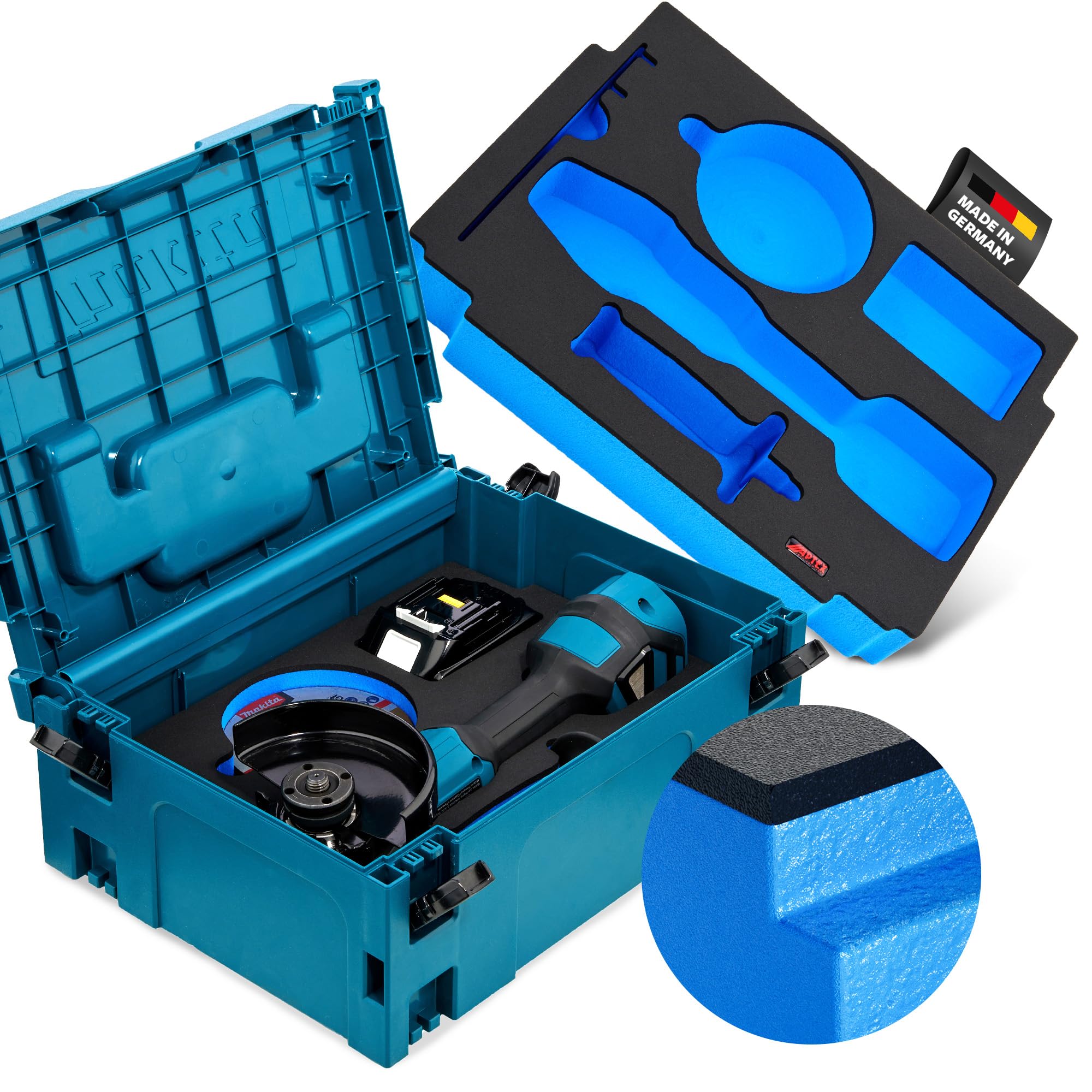 APTEX Schaumeinlage passend für Makita Akku-Winkelschleifer DGA 517 MakPac Gr. 2-3