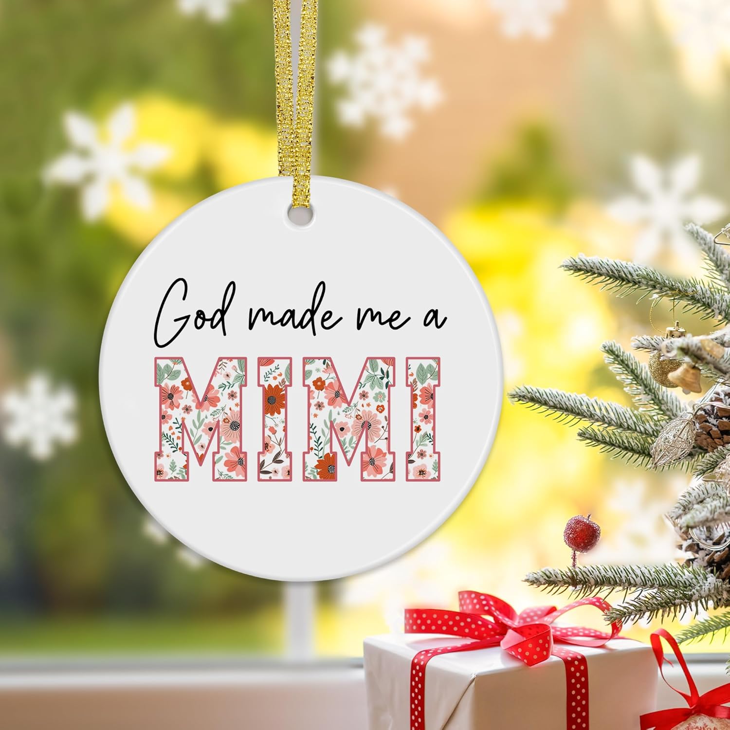 Mimi Gifts Christmas Ceramic Ornaments Decor, Grandma Ornaments Gifts for Mimi from Grandkids, Grandma Haning Ornament Decorations for Christmas Tree Mothers Day Birthday - Image 2