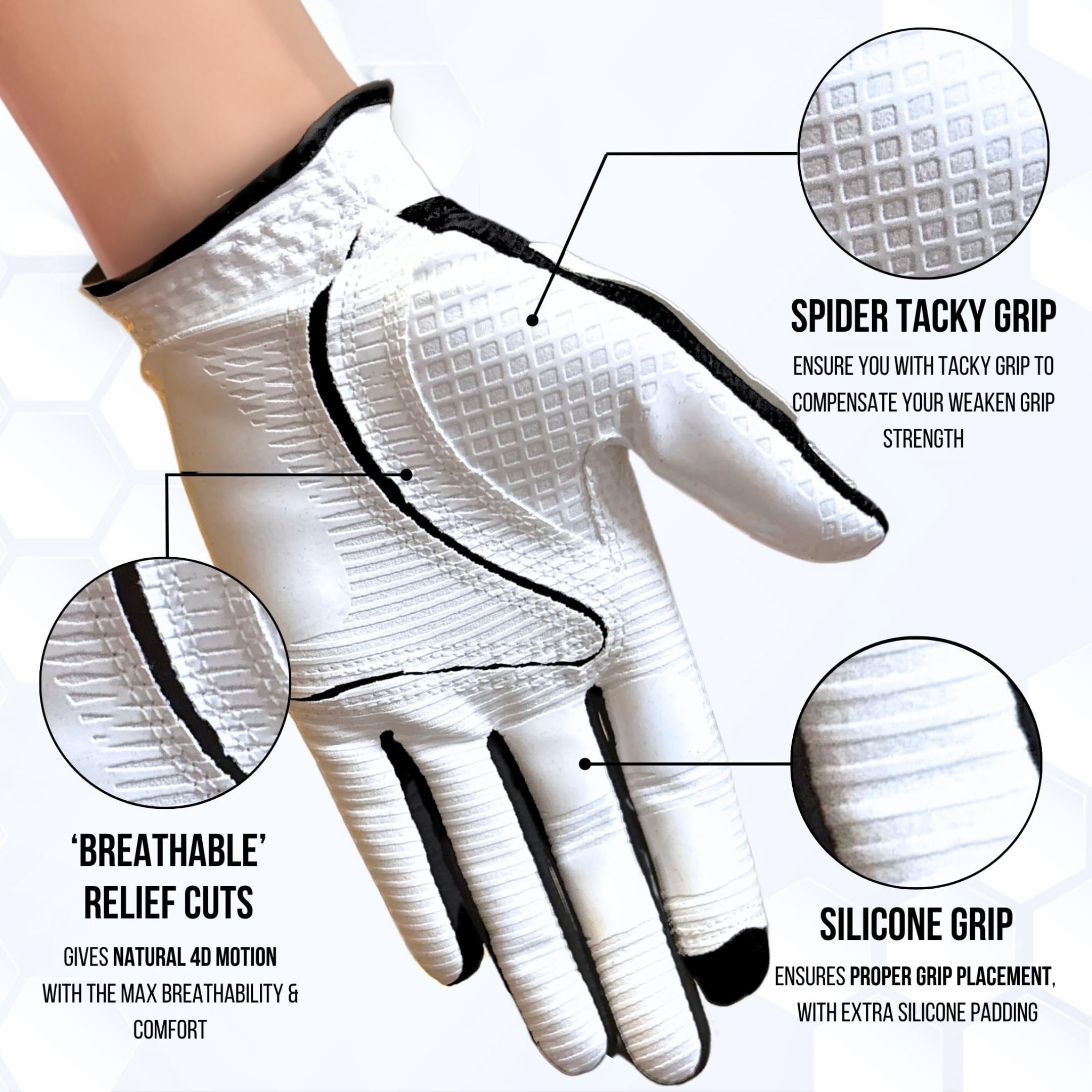 Copper Tech Damen Golfhandschuhe für Rechts- oder Linkshänder, Kupfer-Kompressionsgelenkstütze mit Flexibler und bequemer Passform, AAA Leder und klebrigem Silikon-Pad, 2 Stück