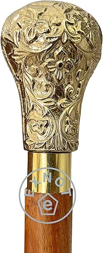 Miniatura 3 de Mango de latón 37.4 palos en madera natural elegante bastón para caminar