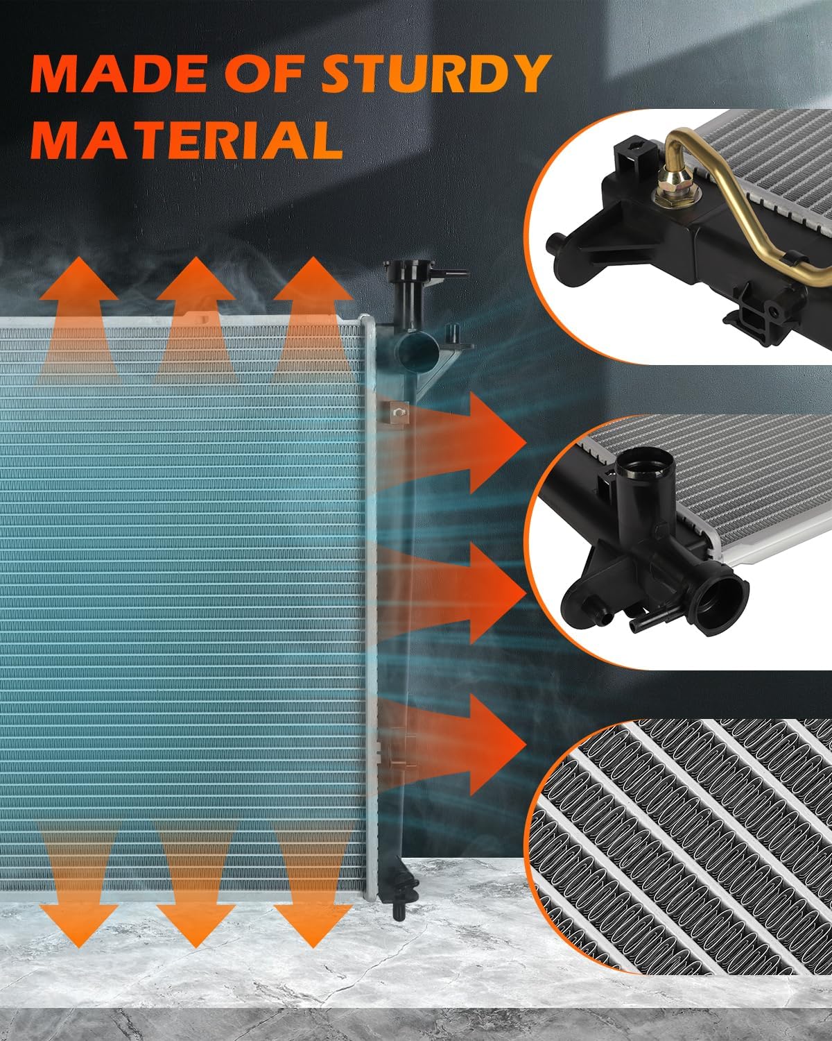 OCPTY 13194 Engine Radiator for 2010-2012 for Hyundai Santa Fe 2.4L 2013-2018 for Hyundai Santa Fe 3.3L 2010-2012 for Hyundai Santa Fe 3.5L 2013-2018 for Santa Fe Sport 2.4L Aluminum Core