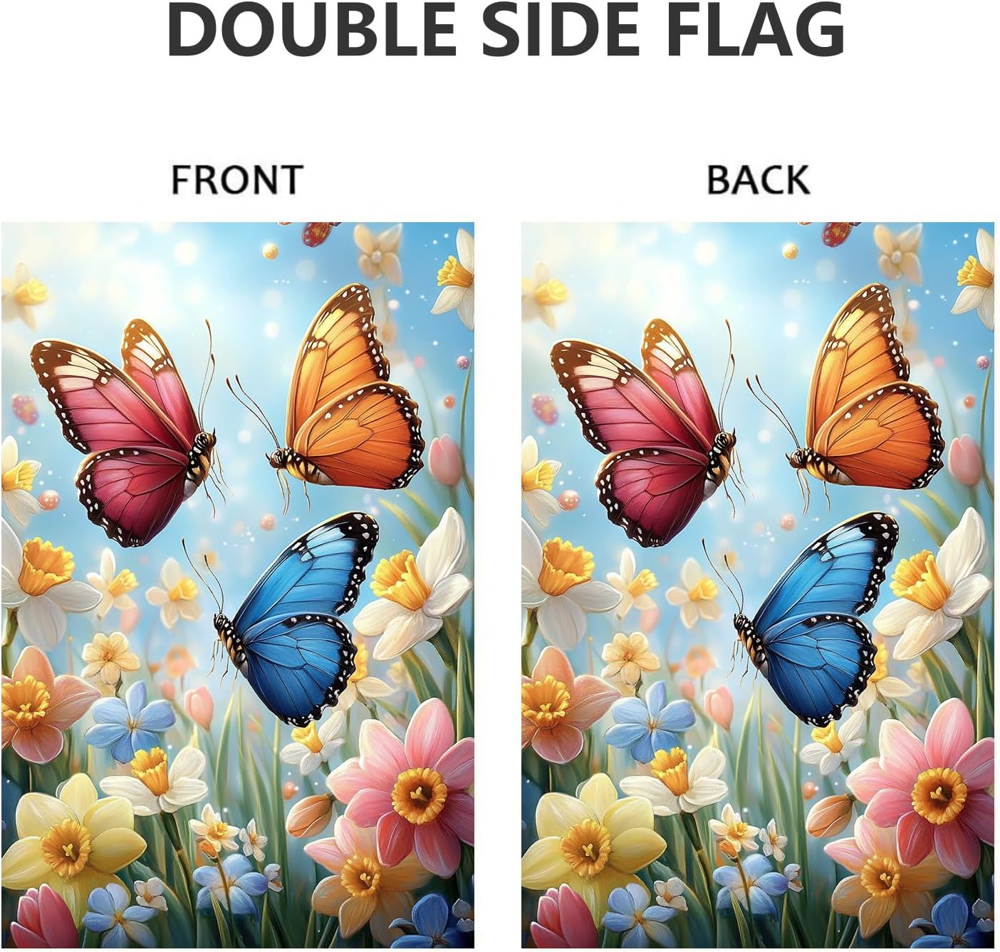 Spring Summer Garden Flag 12x18 Double Sided, Burlap Farmhouse Rustic Butterfly Narcissus Flowers Garden Flags Spring Outdoor Decorations, Small Decorative Yard Lawn Porch Flags for Outside Décor - Image 5