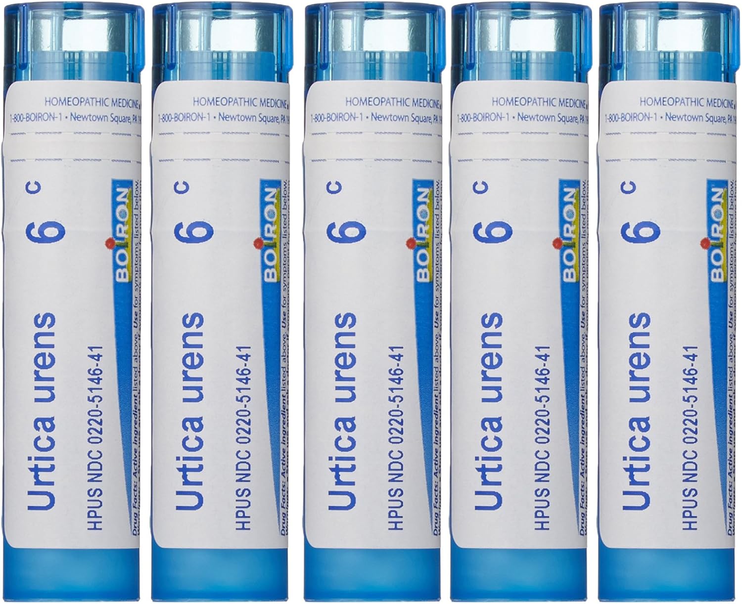 Boiron Urtica Urens 6C, 5-Pack of 80 Pellet Tubes, Homeopathic Medicine for Skin Rash