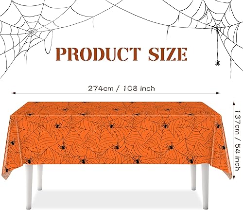 Miniatura 2 de TREWAVE Paquete de 3 manteles rectangulares de tela de araña de Halloween, manteles de plástico de gran tamaño para decoración del hogar,