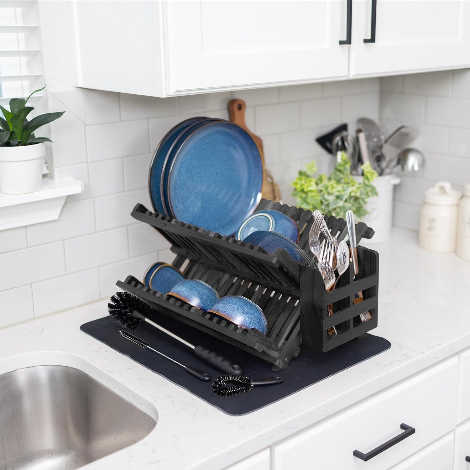 Teak Dish Rack (Black) - Image 6