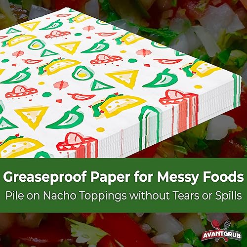 Miniatura 4 de Divertido, Fiesta Style papel de delicatessen de 12 pulgadas, 50 unidades a prueba de grasa, apto para microondas, tejido mexicano ideal para