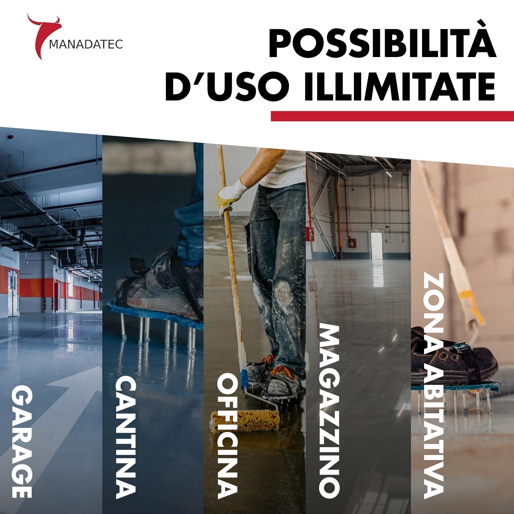MANADETEC Resina epossidica 2k per rivestimento di pavimenti 5kg I Grigio ardesia RAL 7015 I Senza solventi, ecologico, inodore I Rivestimento per pavimenti di garage e cantine I Antiurto