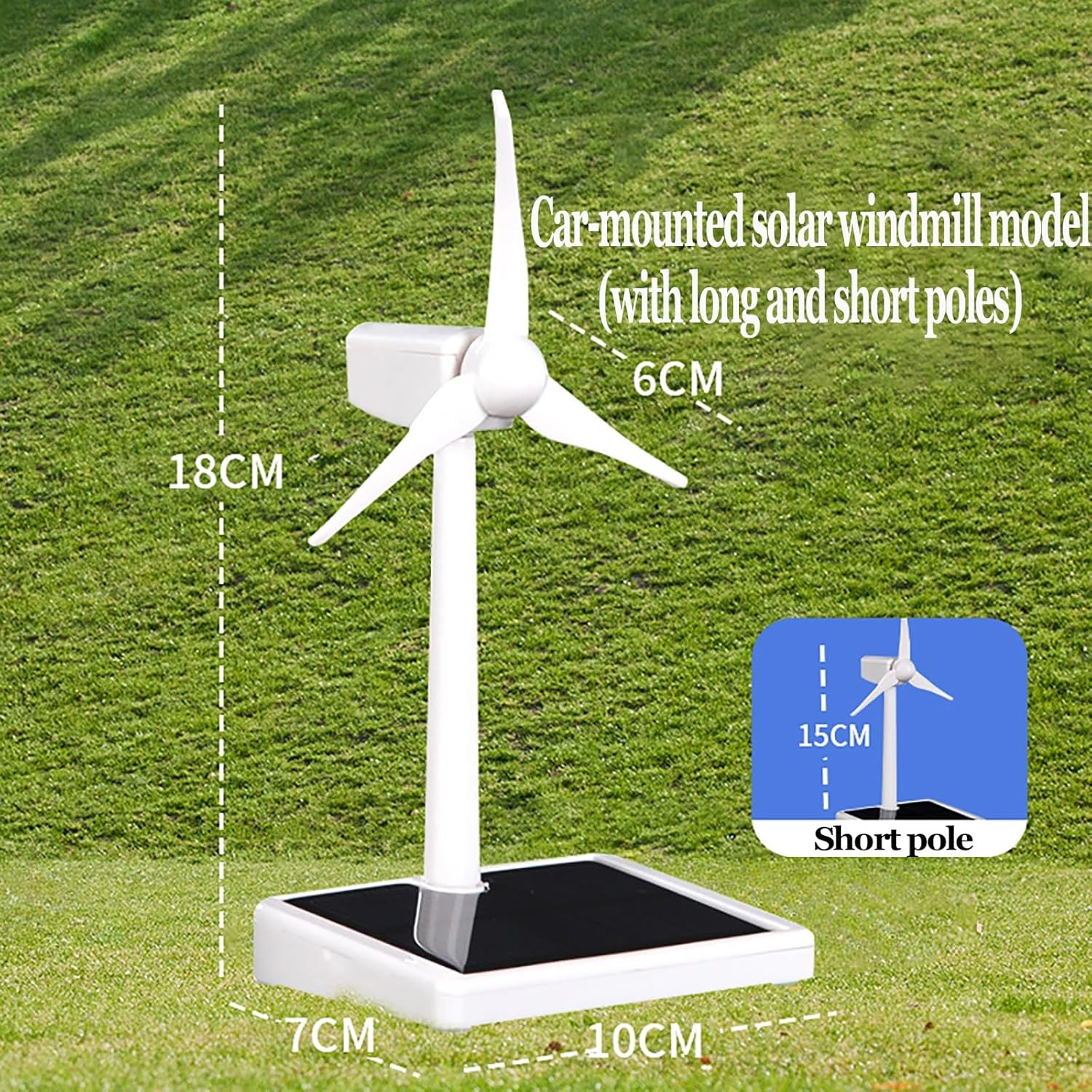 DIY Solar Windmill Generator Model – Mini Renewable Energy Display Kit With Rotating Blades, Upgraded Solar Panel Power, Desk Decoration For Hobbyists(Short Rod – Large Panel)