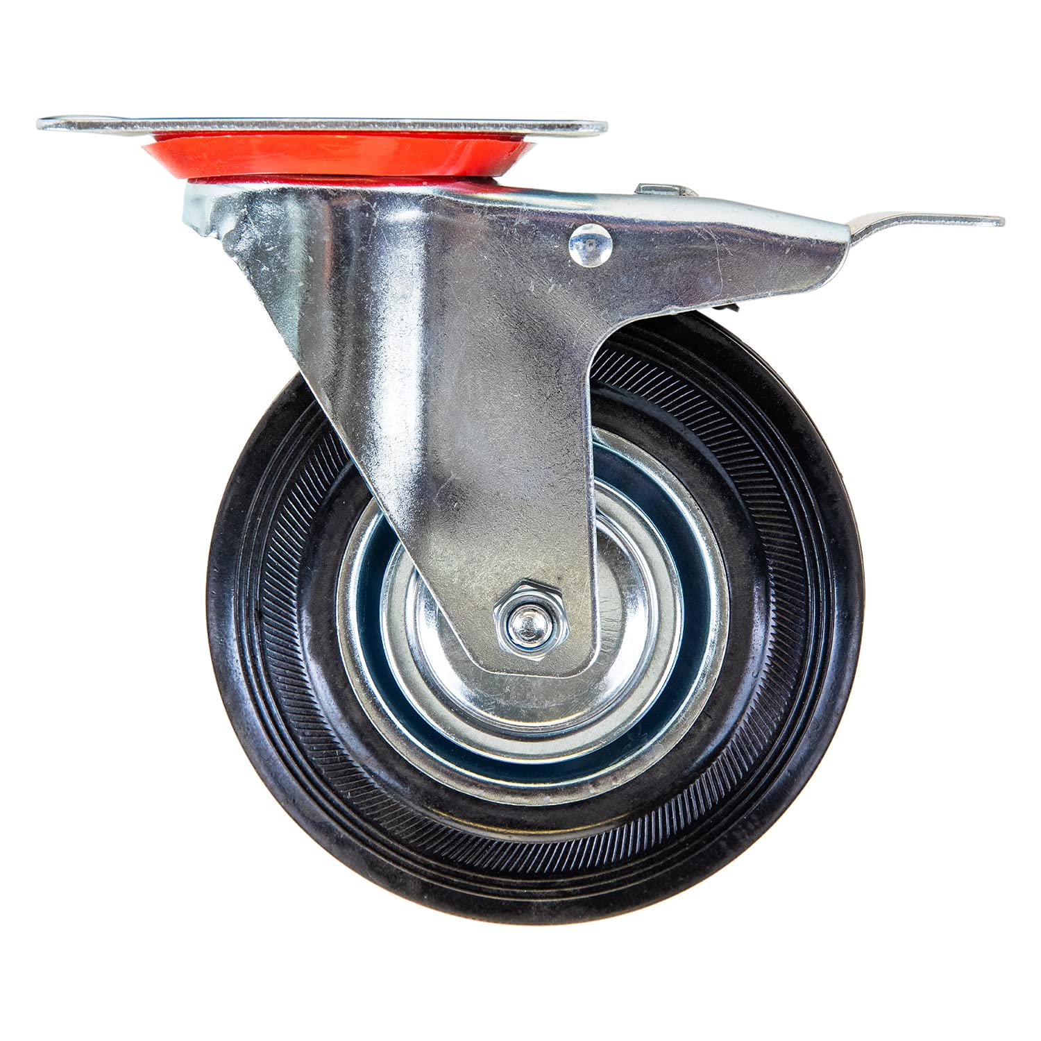 Ruedas de goma maciza con freno 125 mm 400 kg HMF 6790 4 unidades negro