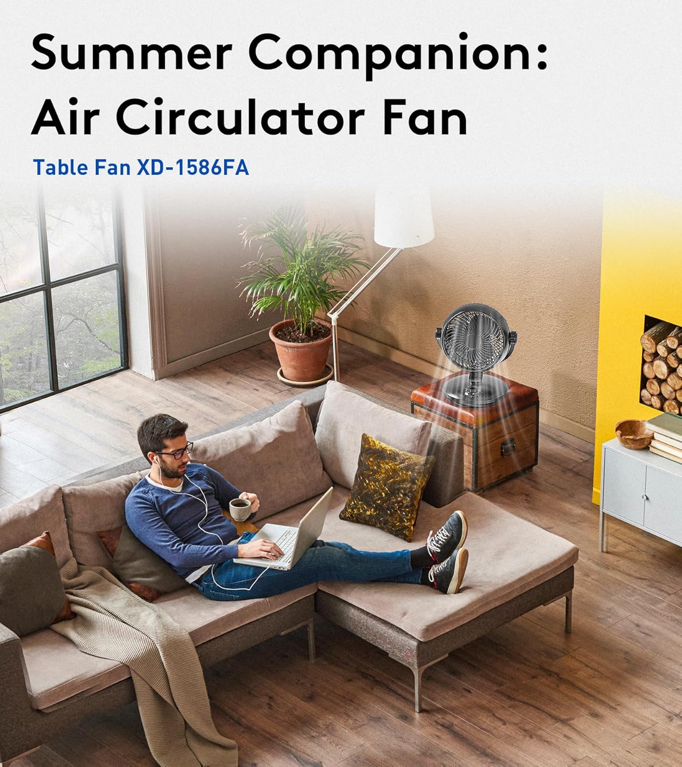 Desk Air Circulator Fan, Fan for Bedroom, Auto Oscillating Table Fans, 11 Inch, 3 Speeds, 28 db, for Quiet Fans for Whole Room/Home/Office/Dorm/Kitchen