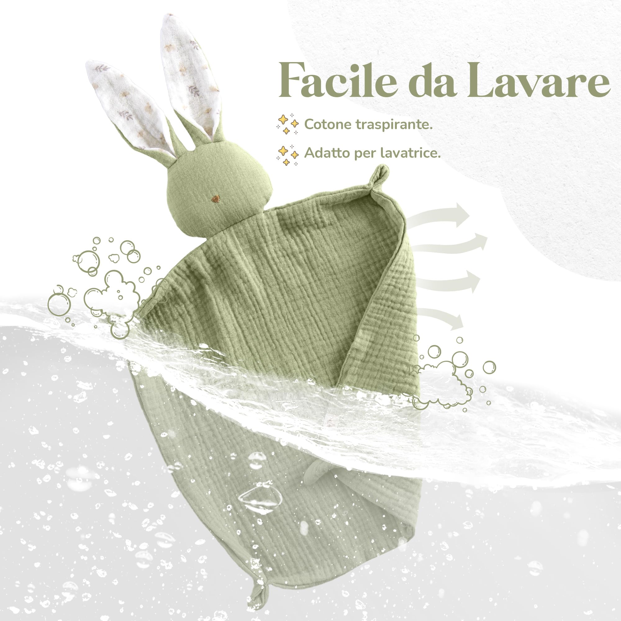 Mikito - Copertina per Neonato Doudou 30x30cm in Cotone Organico - Mussola in Cotone per Neonati - Perfetta per Avvolgere il Tuo Bambino Appena Nato - Regali Originali per Neonati