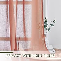 Vista 155 de NICETOWN Cortinas semitraslúcidas con textura de lino, con ojales, tratamiento de ventanas, cortinas verticales de lino con filtro de luz para sala