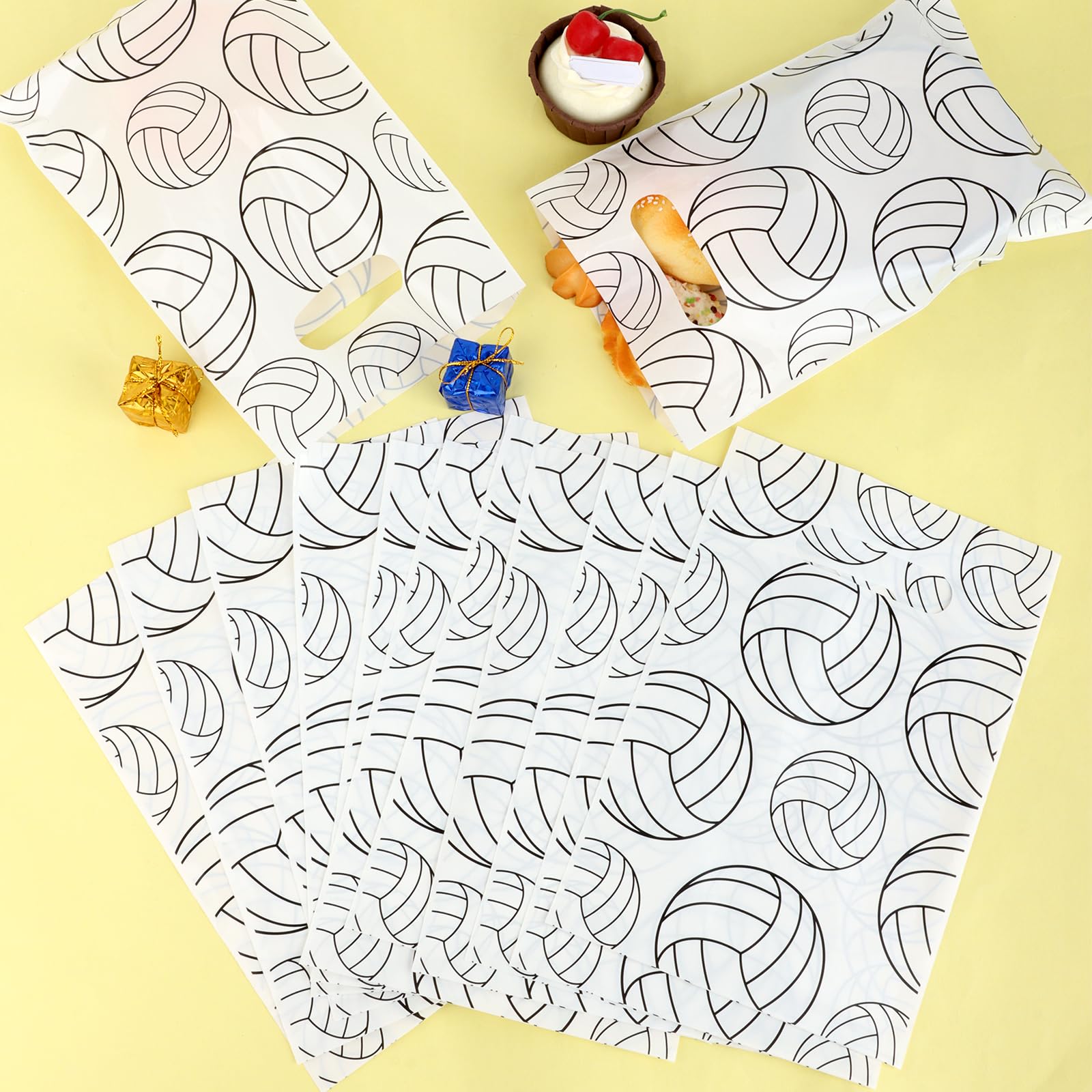 Hxezoc 50 Pieces Volleyball Gift Bags Plastic Volleyball Bags Practical Gift Bags Sport Party Favors for Volleyball Theme Birthday Party Decoration Supplies