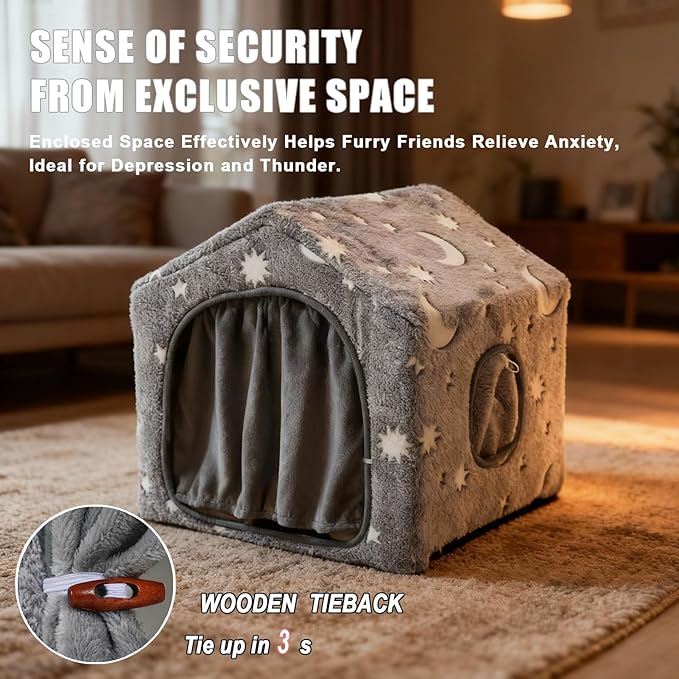 Casa para Perro Interior Tamaño Mediano 63cm con Cobertor Lavable miniatura 4