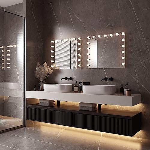 Miniatura 8 de Hollywood Espejo de maquillaje de tocador con 17 luces LED brillantes 236 x 196 pulgadas tocador sin marco espejo cosmético de 3 modos de