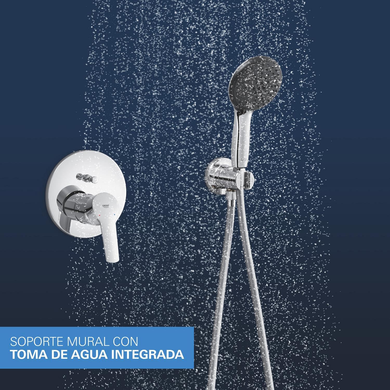 GROHE Start 250 Sistema de ducha empotrado (caja de instalación universal, conjunto de ducha mural, con grifo mezclador 2 tipos de chorro, manguera de ducha de 1.500 mm), Cromo 25292000