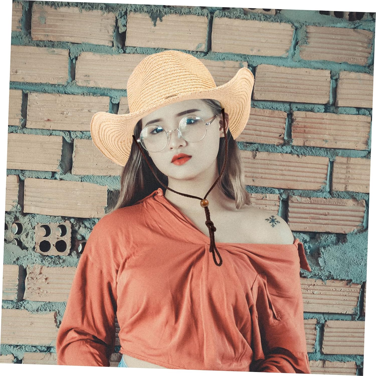 Ipetboom Outdoor Wide Brim Straw Hat for Sun Comfortable Western Style Hat for Men Fashionable Design for Beach and Outdoor Activities Beige