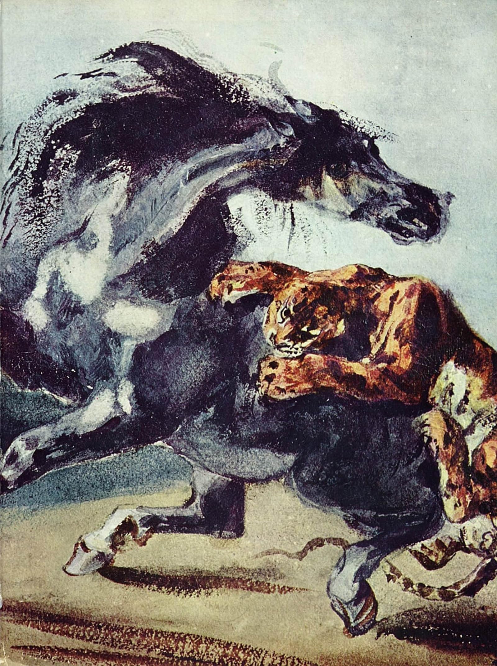 ARTXLXXBN Famous Art Print Poster Vintage Wall Art Tiger Goes for a Horse by Ferdinandeugene Delacroix Canvas Art Poster for Home Decor 60x90cm