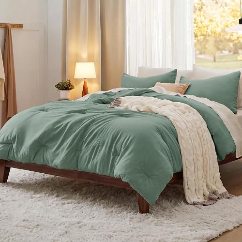 Bedsure Twin/Twin XL Comforter Set, Prewashed Bedding Sage Green,