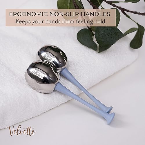 Miniatura 6 de Globos de hielo para cara Wawalabs  Juego de 2 varillas crio de acero inoxidable globos faciales herramienta de cuidado de la piel de bola de hielo