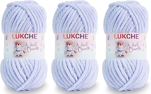 Miniatura 10 de Lukche Hilo de felpilla de terciopelo súper voluminoso  Hilo suave  3.53 oz (75.4 yardas)  Hilo para manta de bebé para tejer Amigurumi, hilo
