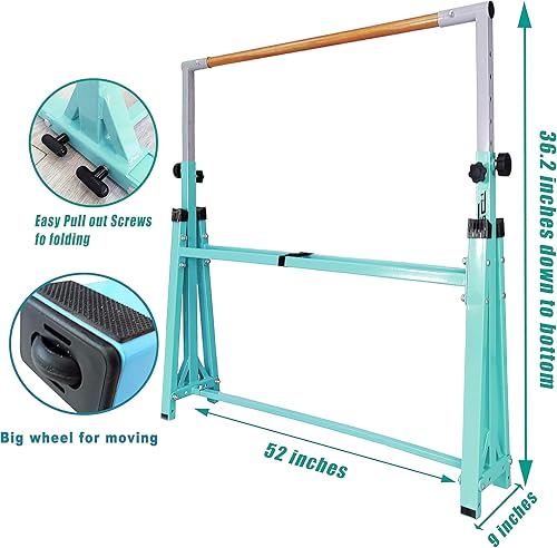 Miniatura 4 de Barra de gimnasia plegable para niños de 3 a 15 años, longitud de la base 5 pies6 pies, altura ajustable, equipo de gimnasia para el hogar y el