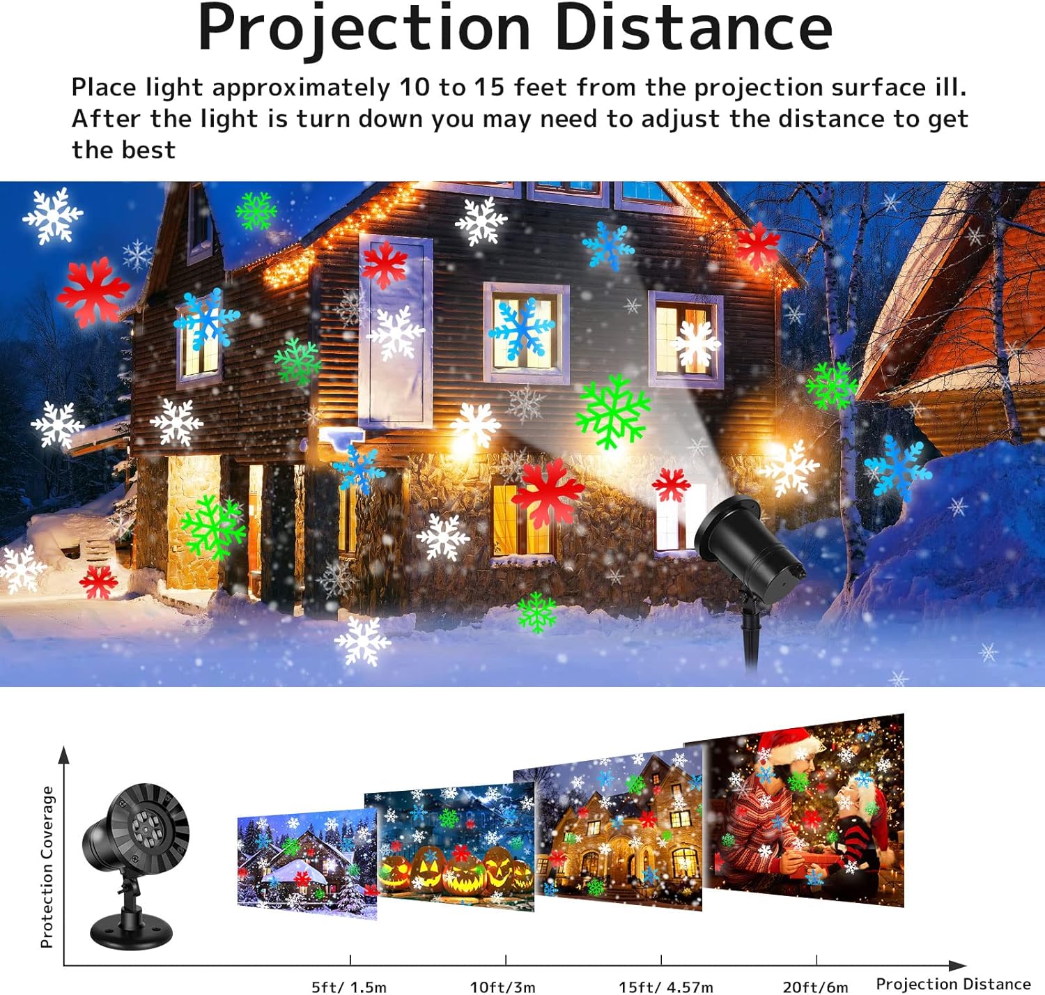 Christmas Projector Light Moving Snowflake New Year Landscape Lamp Indoor Outdoor Lighting for Halloween, Christmas, Holiday, Party, Garden Decoration, Snowflake Projector (Colorful Snowflake)
