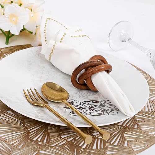 Miniatura 5 de Juego de 12 servilleteros de tres anillos, servilleteros decorativos para esposas, servilleteros a granel para decoración de fiestas, mesa de