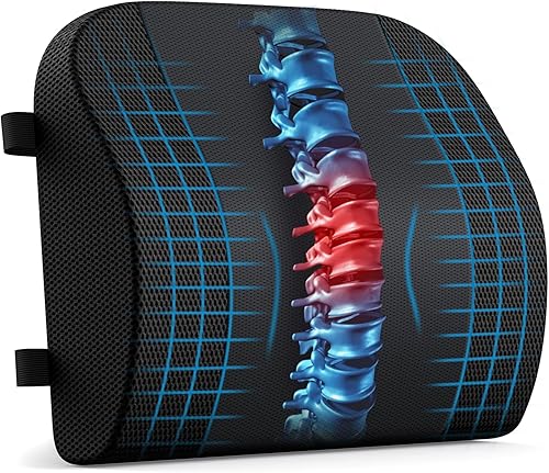 ZIKEE Almohada de apoyo lumbar para silla de oficina, almohada ergonómica patentada de espuma viscoelástica con diseño convexo para aliviar el dolor