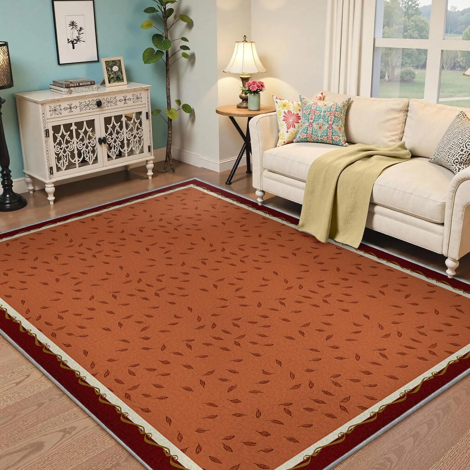 Tapis feuilles plantes lavable pour en finir avec les taches