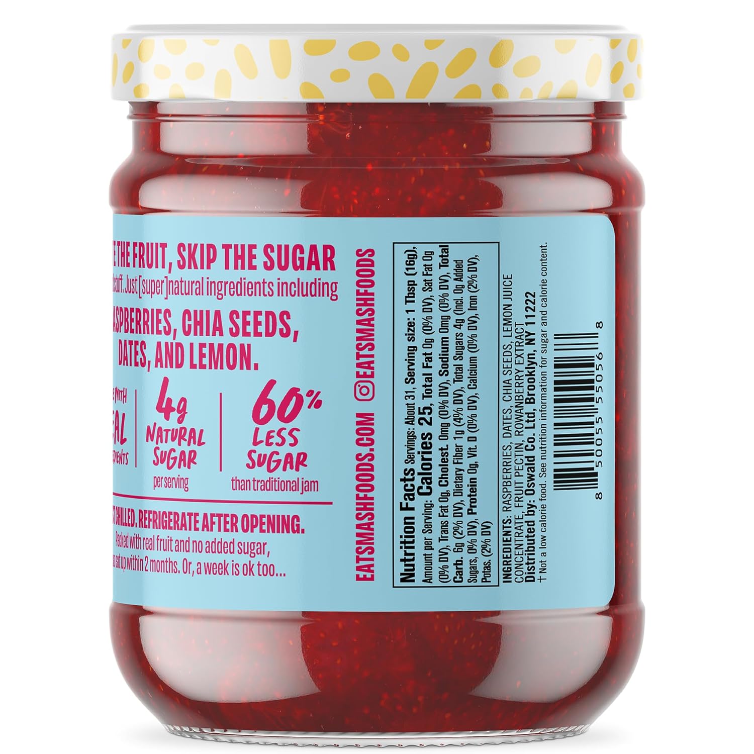Smash Foods Superfood Fruit Spread, No Sugar Added, Strawberry and Raspberry, Vegan, Keto Friendly, 17.5 Fluid Ounces, 2 Pack