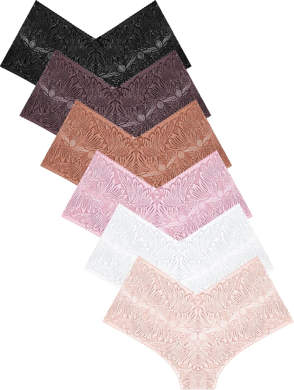 Sexy Underwear for Women Petal-soft Lace V-waisted Boy Shorts Cute Cheeky Ladies Panties Fashion Lightweight Lingerie 6 pack