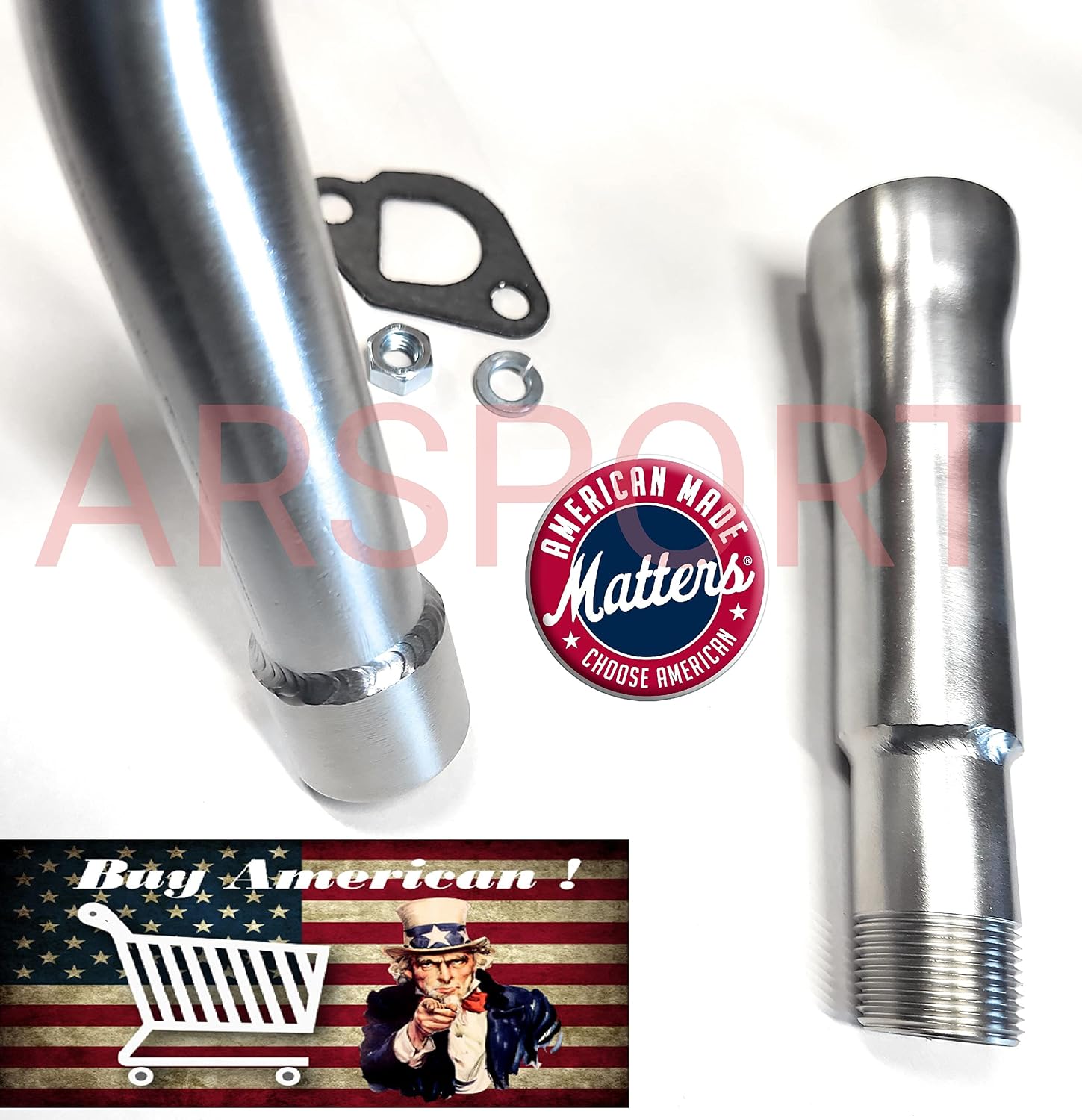ARSPORT 3 Stage Exhaust Header Pipe For Coleman Powersports CT200U BT200X CT200u-ex,212cc 196cc/6.5HP Go Kart and Gas Mini Bike