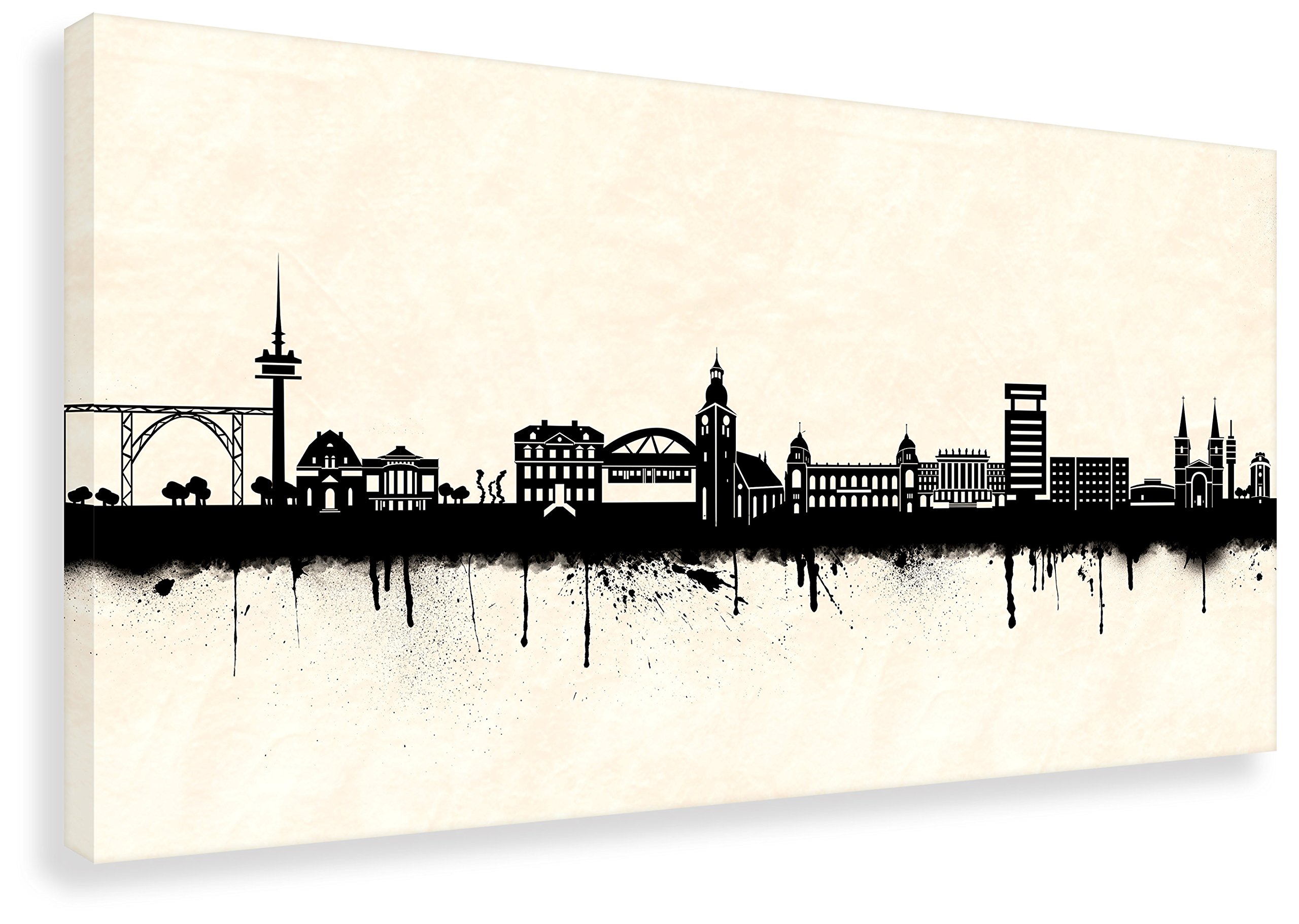 Kunstbruder Leinwandbild - Wuppertal Skyline SW (div. Formate) - Wandbild Street Art Like Banksy Kunstdruck Bild Dekoration Loftbild 70x140cm