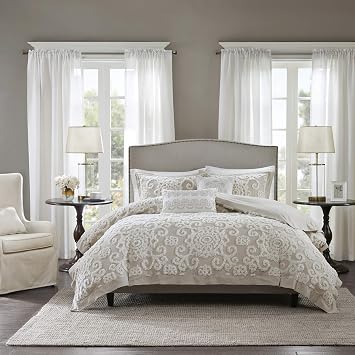 Harbor House Cotton Comforter Set - Trendy Tufted Textured Design, All Season Down Alternative Cozy Bedding with Matching Shams, Suzanna Taupe King/Cal King110"x96" 3 Piece