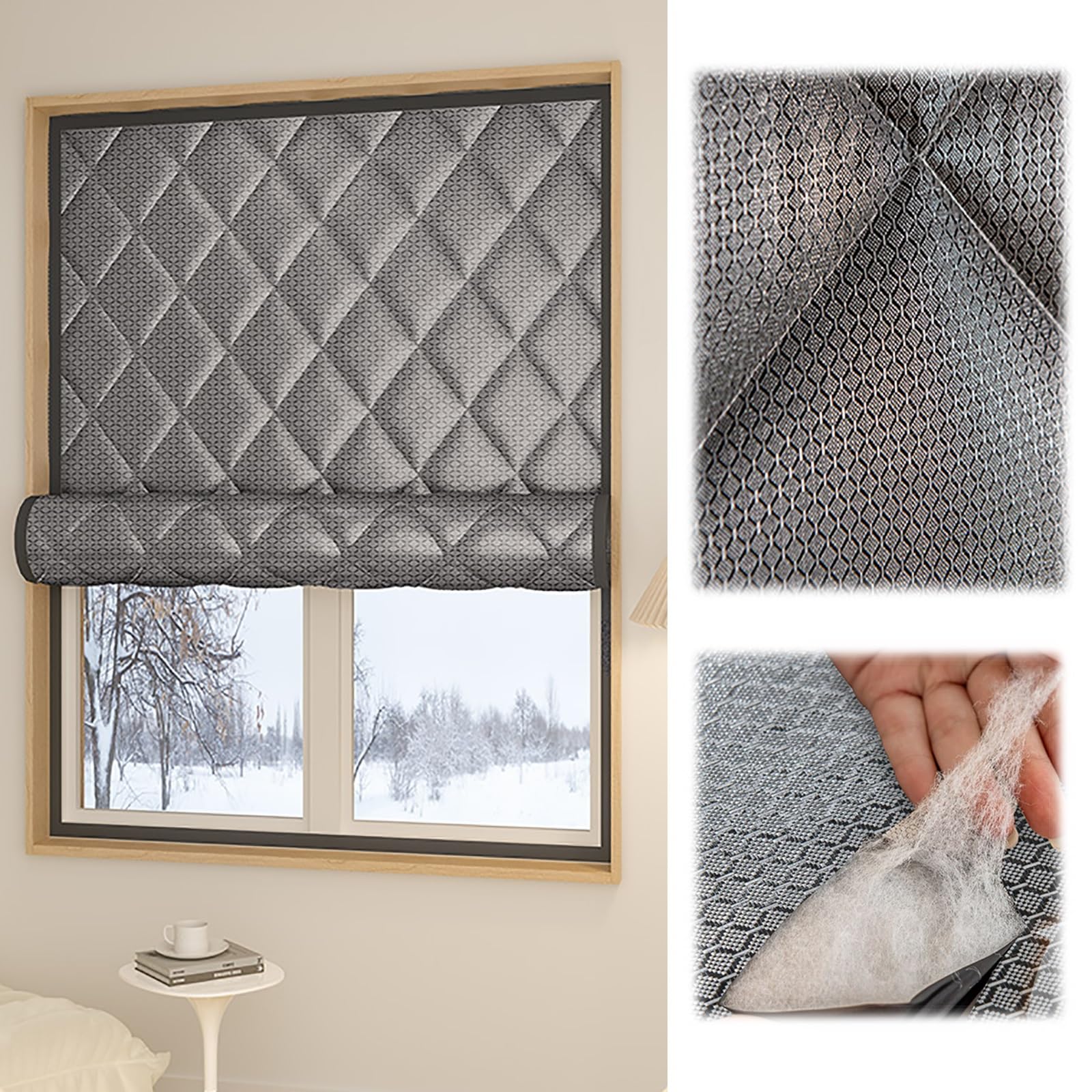 Raamisolatie Kit, thermische raambekleding, isolerende gordijnen voor de winter, koude en winddichte secundaire beglazingskit voor ramen, aanpasbaar, herbruikbaar, ponsvrij,W*H:150x150cm/59x59in