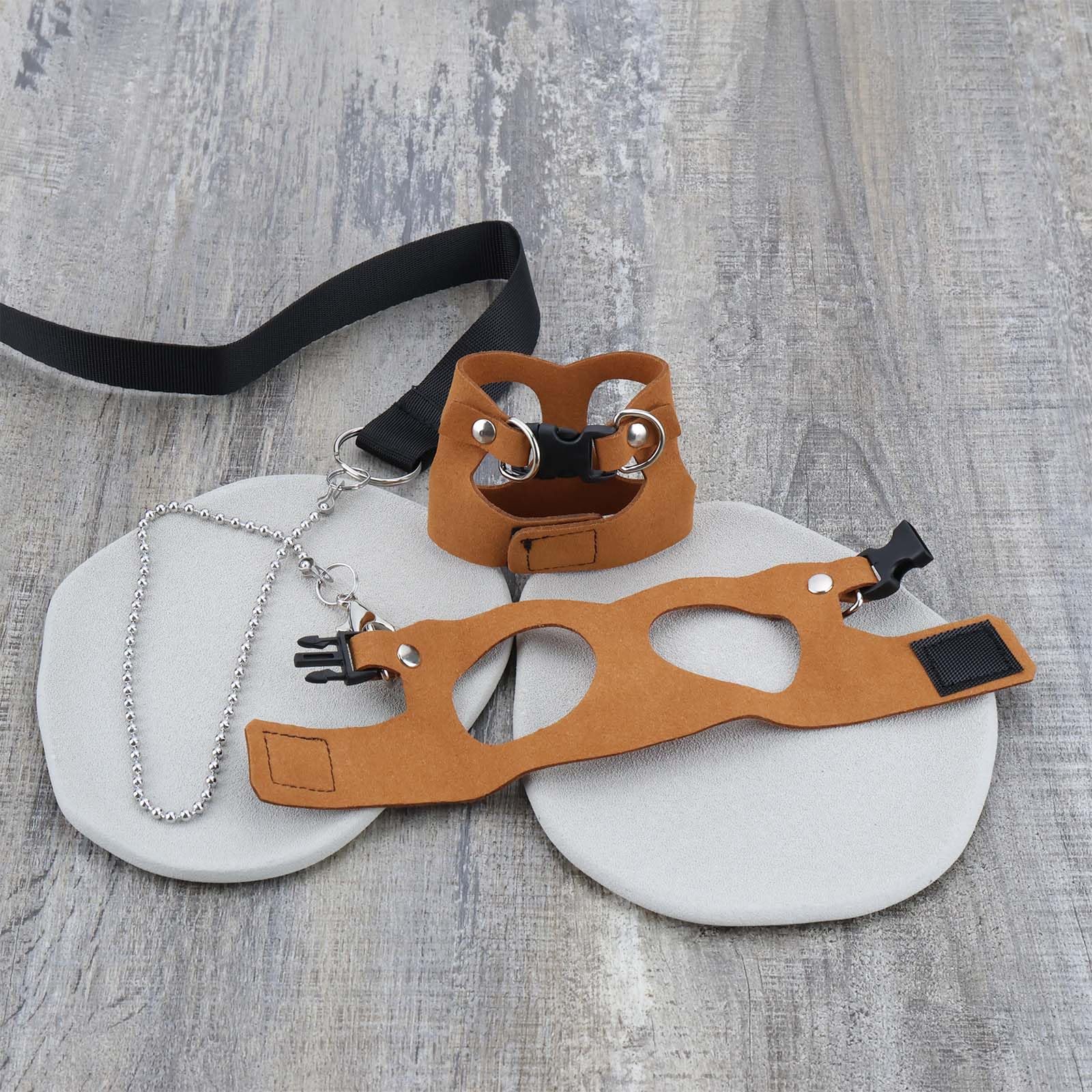 Ensemble Harnais Et Laisse Réglable pour Petits Animaux 3 Pièces pour écureuils Gerbilles Chinchillas Rats Marron S/M/L
