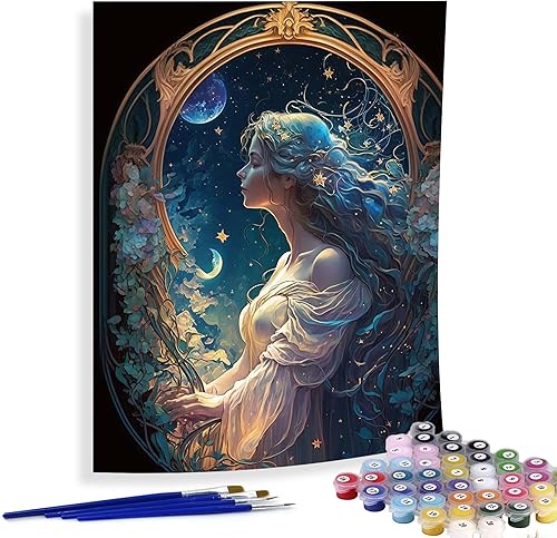 Diymood Pintura por números para adultos y niñas, pintura al óleo DIY planta acrílica por números kits para niños adultos principiantes para