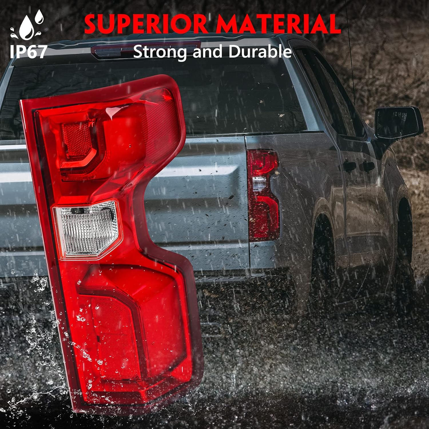 Huray Right Tail Light For Chevy Silverado 2019 2020 2021 2022 2023 [Only for LED Model] Rear Brake Lamp Assembly Passenger Side