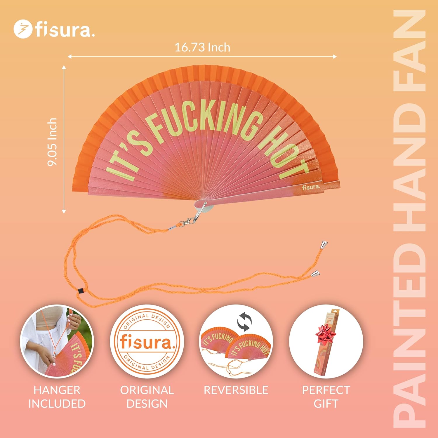 Fisura – Original Reversible Folding Fan.Wooden Handheld Fan for Women. Accessory.