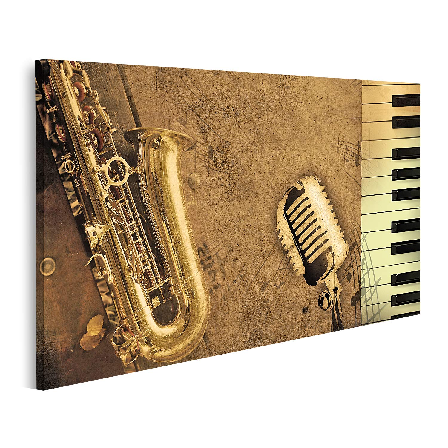 islandburner Immagine su tela con sfondo musicale sporca con pianoforte e seppia, poster da parete