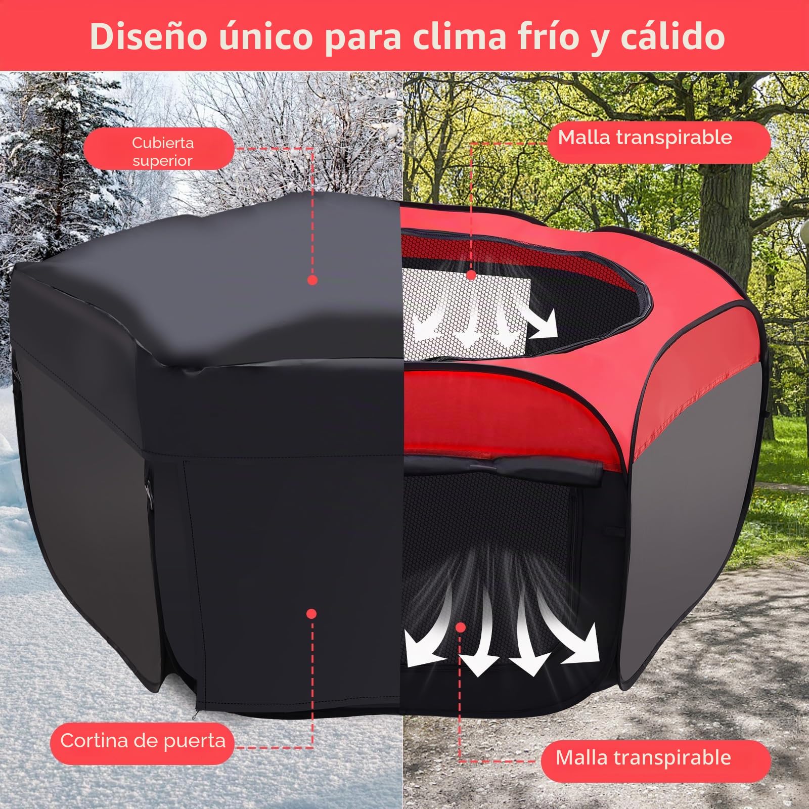 Incubadora Tienda para Pollo, Jaula para Animal Pequeño, Parque Tienda de Animales Plegable para Indias Conejos Hámster Erizos 114.5X114.5X51cm